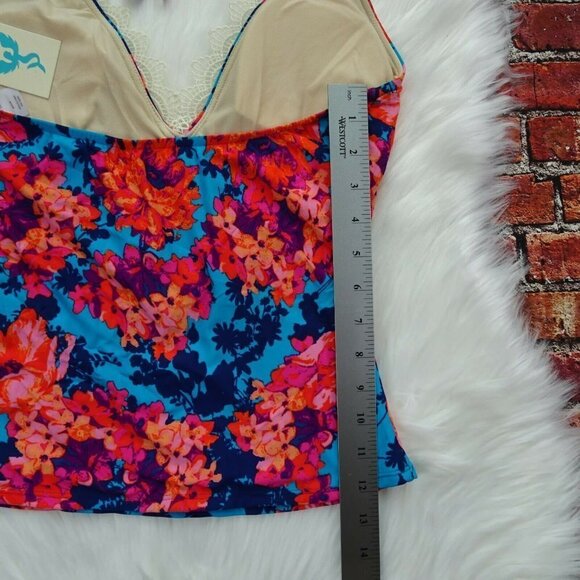 Sea Angel Tankini Top Swimsuit Lace Trim Floral NWT M - Picture 9 of 11